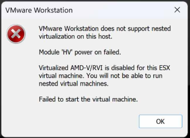Nested Virtualization in VMware unter Win11 ausschalten