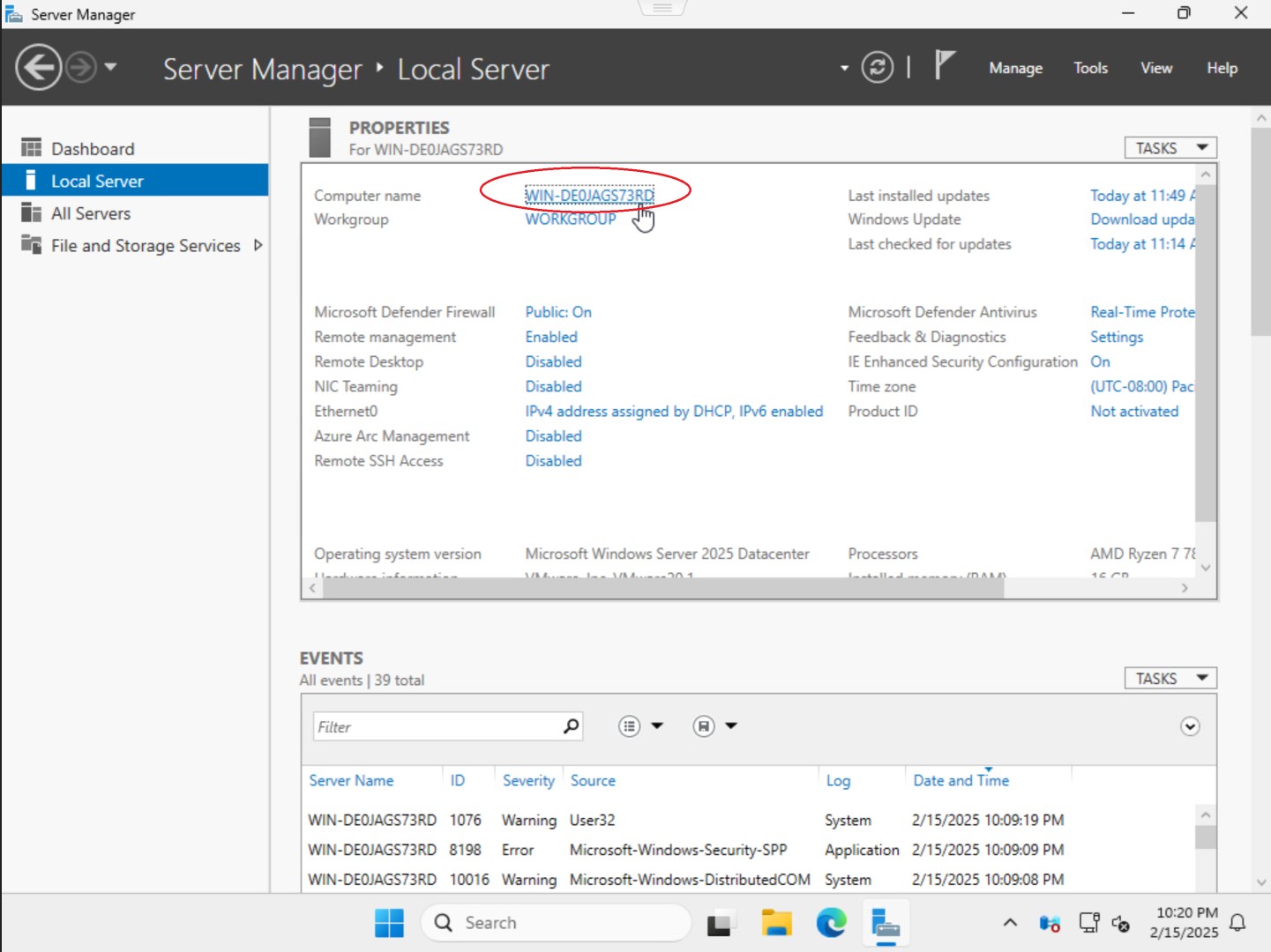 So änderst du den Computernamen in Windows Server 2025